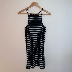 See You Monday High Neck Black and White Striped Dress Size S